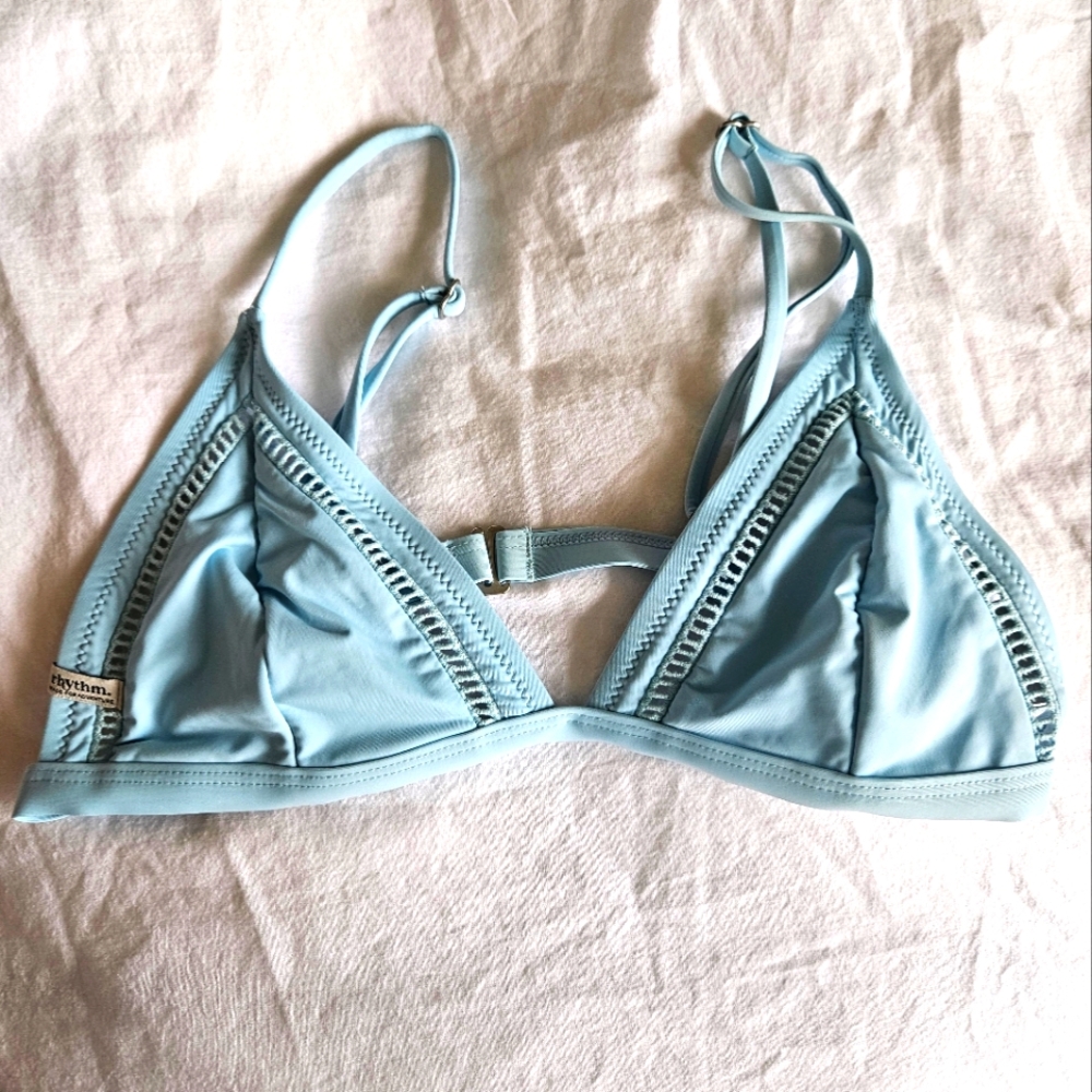 Rhythm. Bikini Top, Size Large, Light Blue